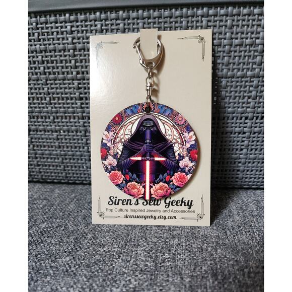 Kylo Ren Star Wars Floral Keychain Bag Clip - Picture 2 of 3